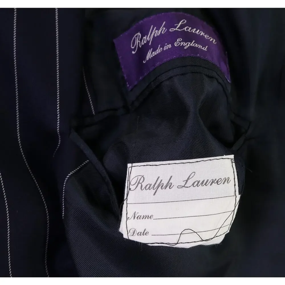 Ralph Lauren Purple Label Navy Blue Pinstripe 2-Btn Suit Jacket Blazer 42L
